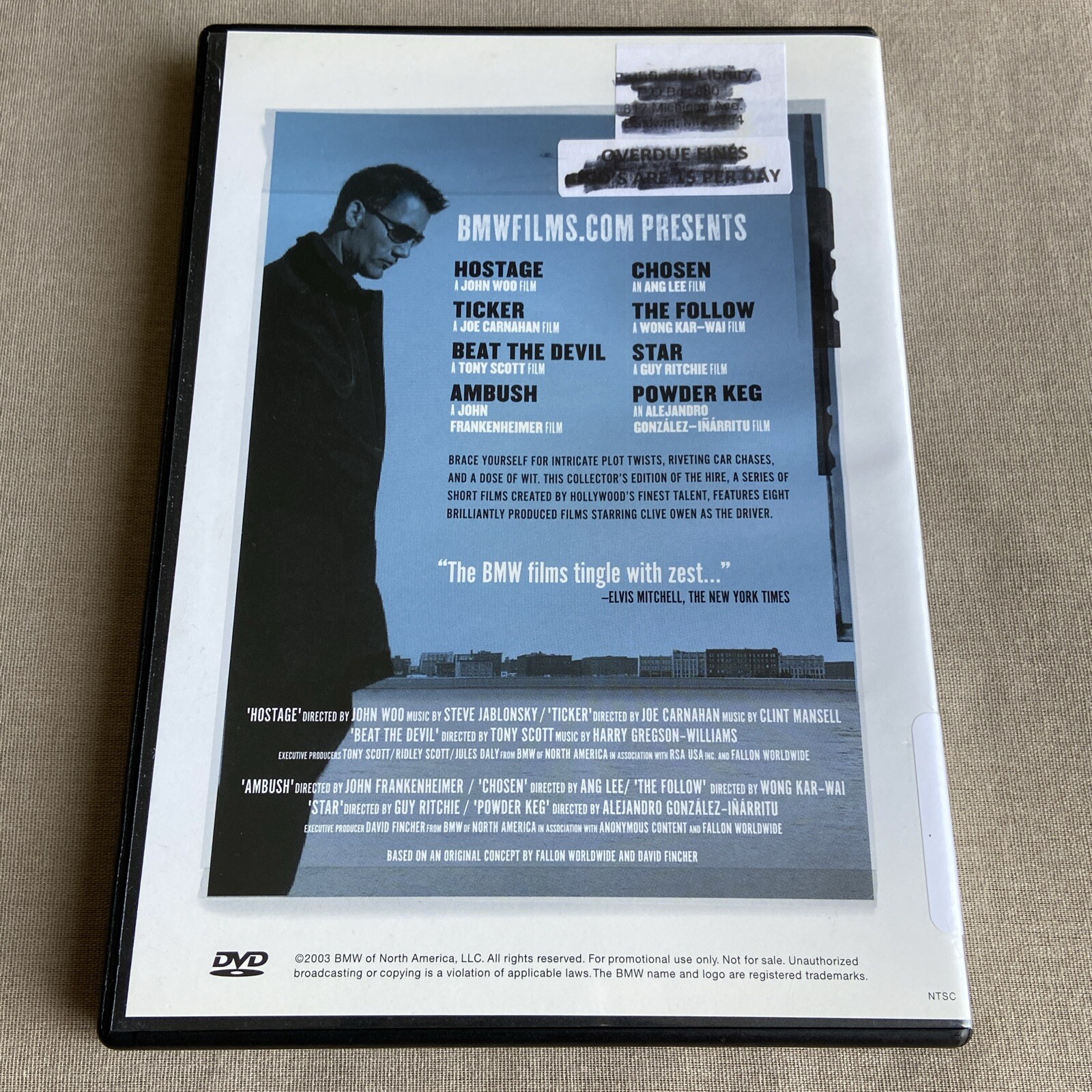 The Hire: Vol 1 (DVD, 2003) BMW 8 Shorts Clive Owen Joe Carnahan Guy Ritchie +