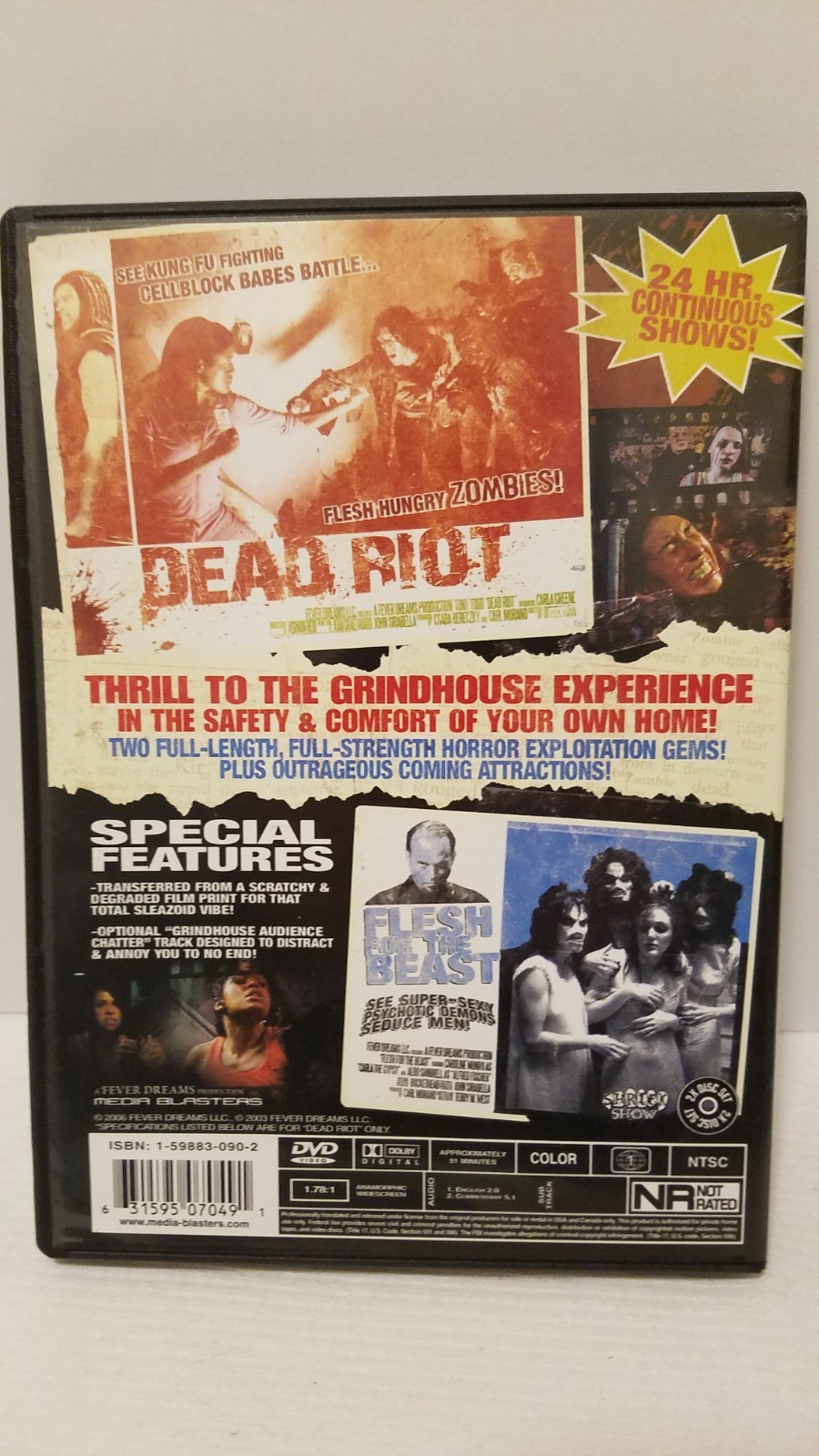 SHADOW – DEAD RIOT 2007 TONY TODD GRINDHOUSE Double Feature DVD with BONUSES