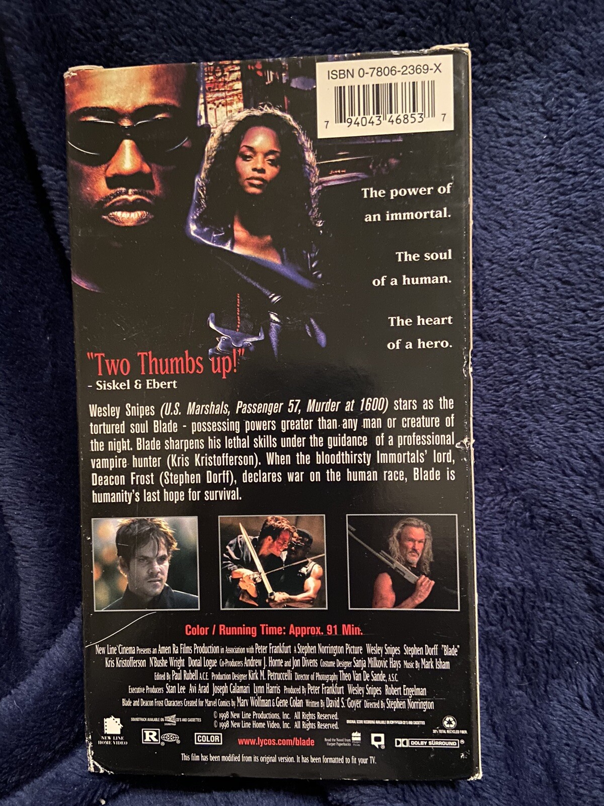 Blade VHS, 1998 Wesley Snipes, Stephen Dorff