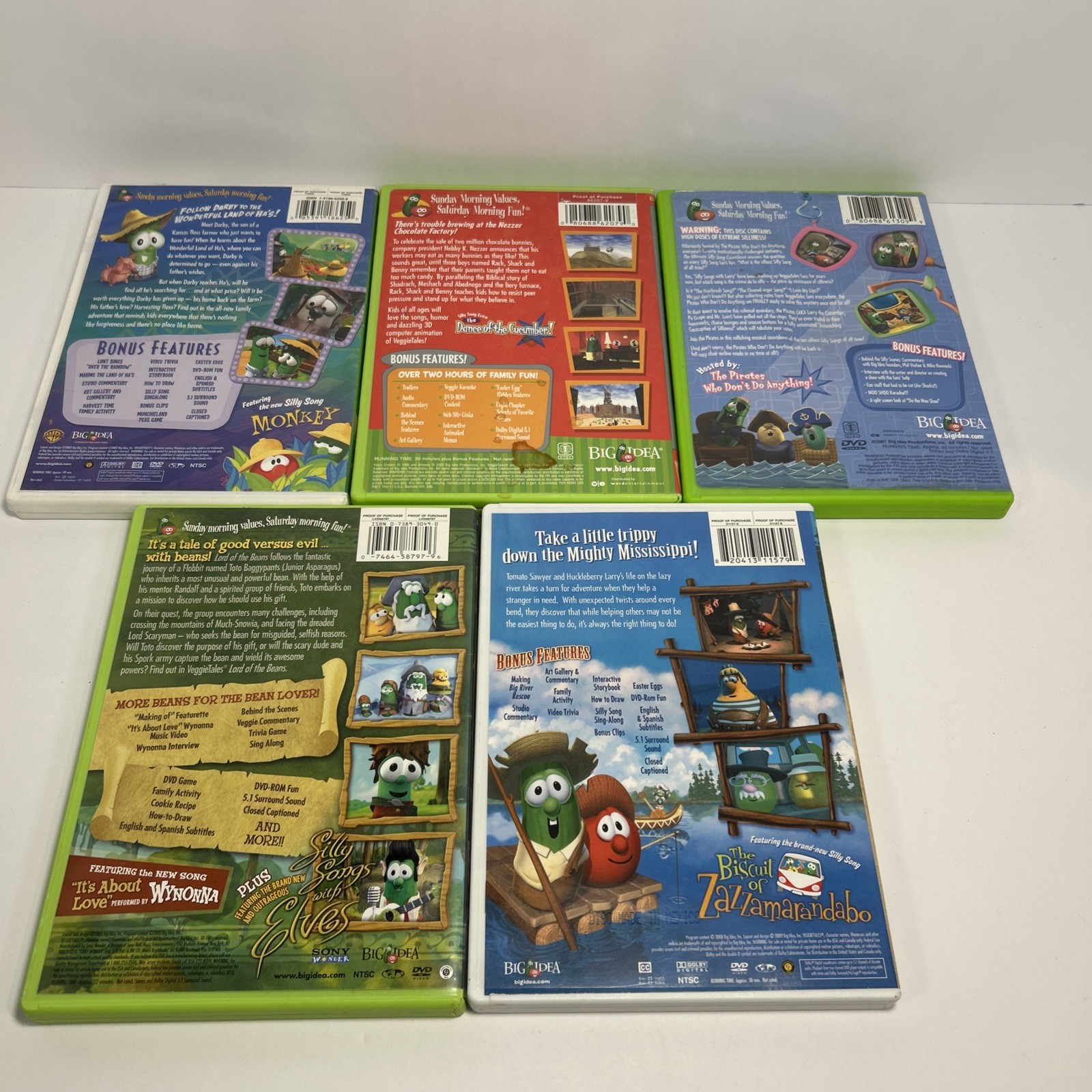 Veggie Tales DVD’s 5 Mixed Titles Lot Bundle