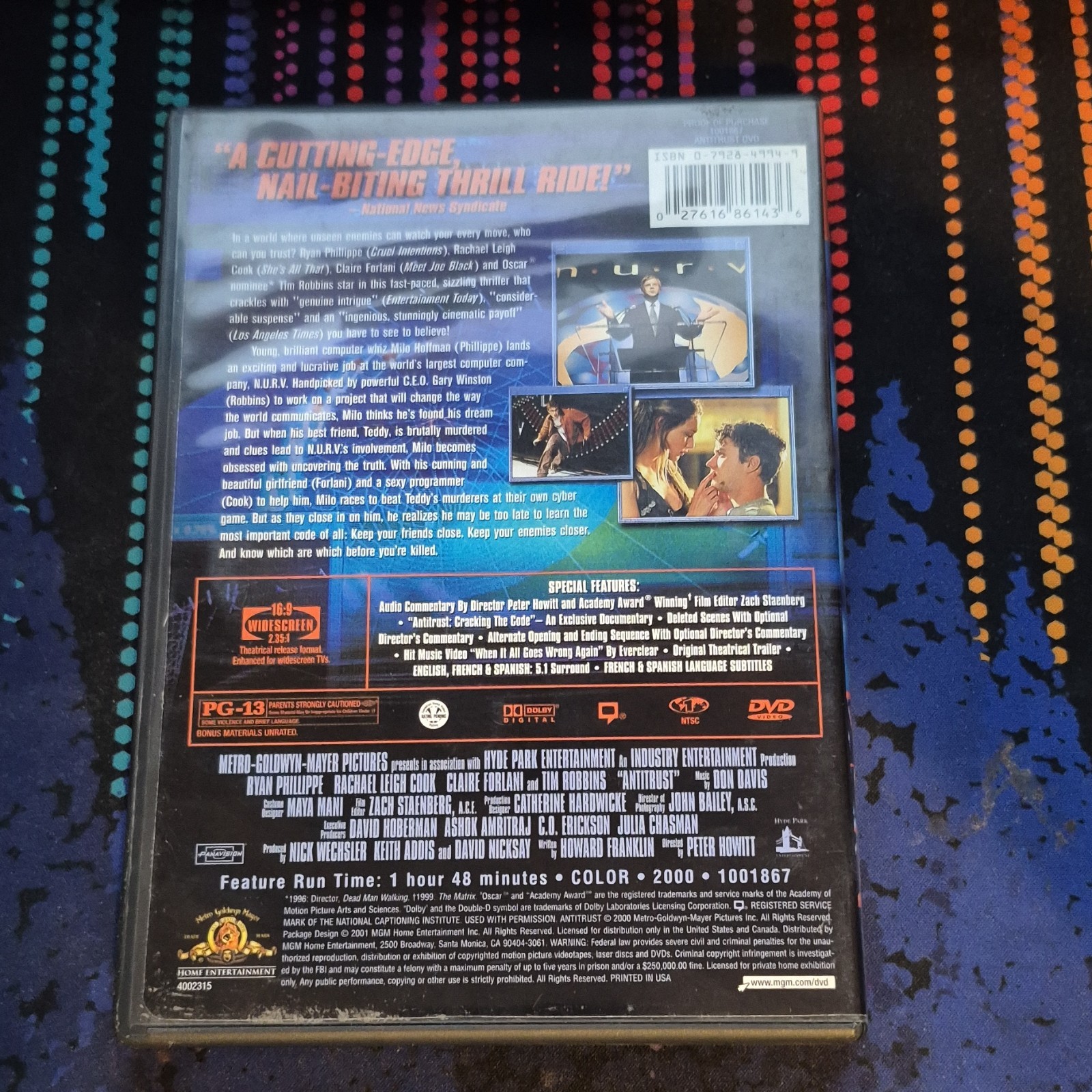 Metro-Goldwyn-Mayer Antitrust DVD Ryan Phillippe Thriller Special Edition Wides…