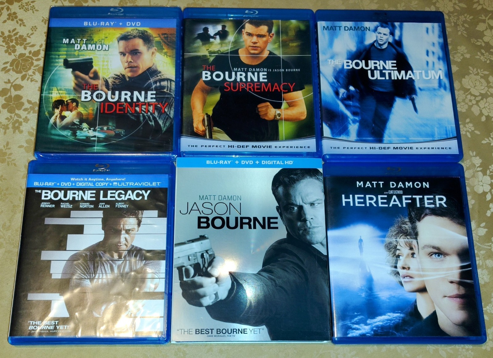 6 Blu-rays/3 DVDs – JASON BOURNE Collection 1-5 + HEREAFTER Action Matt Damon