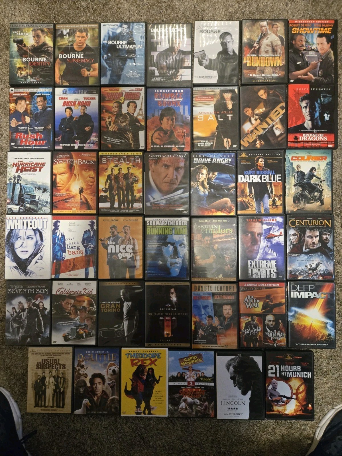 41 Action Movie DVD Lot Jason Bourne 1,2,3,4,5 Rush Hour Trilogy OOP Collection