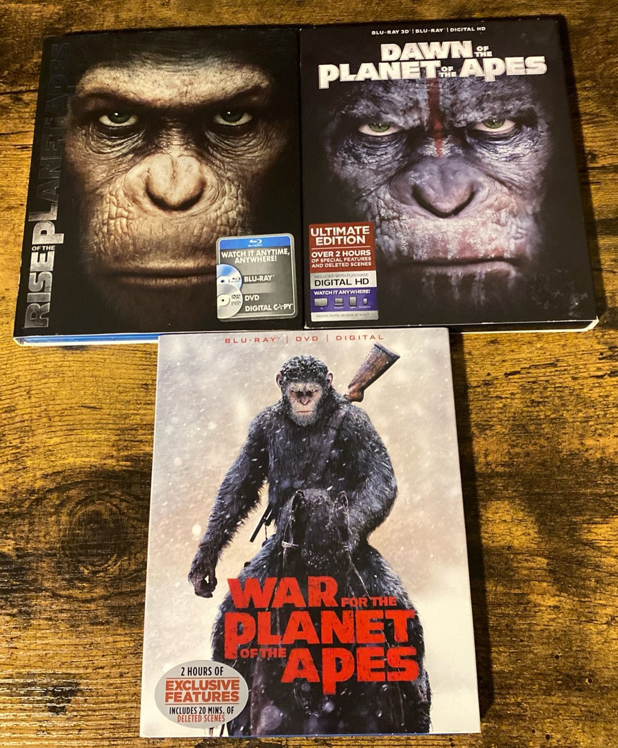 Planet of the Apes 3 Blu-ray Lot With Slipcovers 2011 2014 2017 20th Century Fox