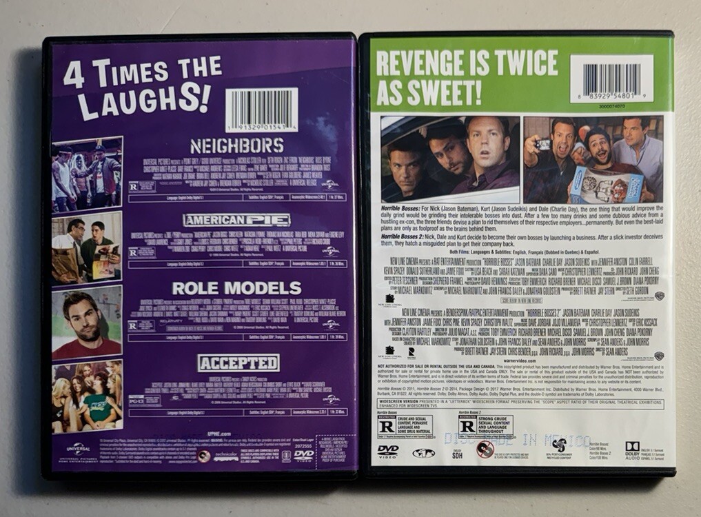6 Movie DVD Lot: Horrible Bosses, Neighbors, American Pie, Role Models, Accepted