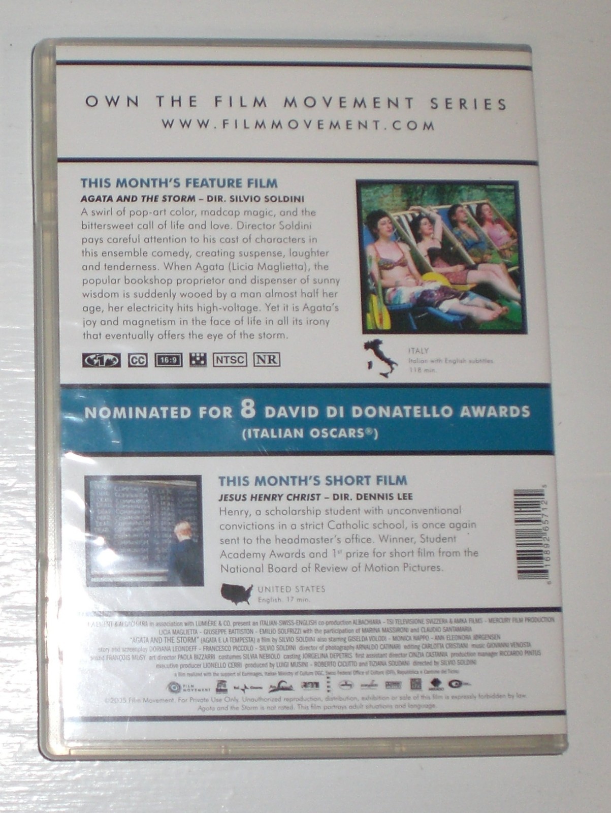 Film Movement Yr 3 Film 7 Agata and the Storm – Italian Lang English Sub dvd