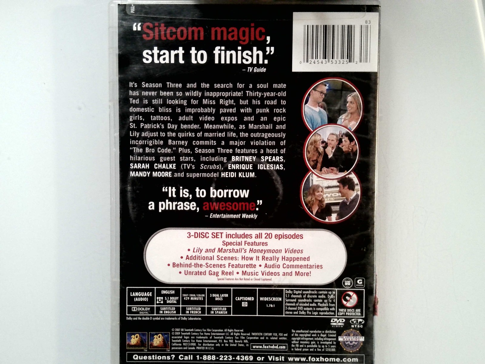 How I Met Your Mother Season 3 DVD 2007 Comedy Includes Bonus Features Fox