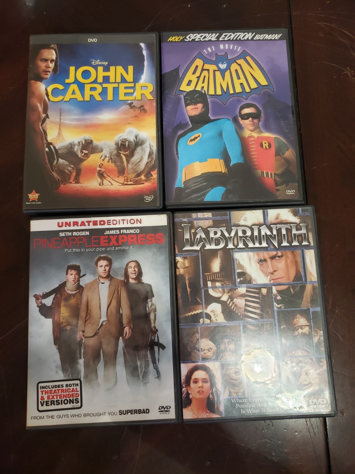 Lot Of 4 Dvds Labyrinth John Carter Batman The Movie (1966) PINEAPPLE EXPRESS