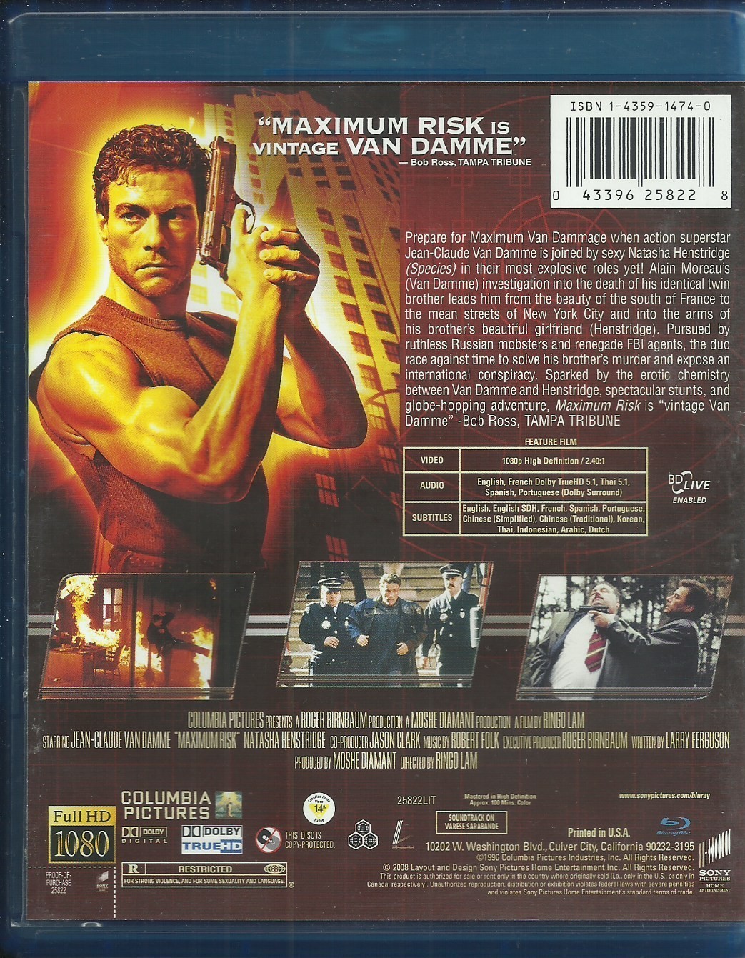Maximum Risk (Blu-ray, 2008) Jean-Claude Van Damme Natasha Henstridge
