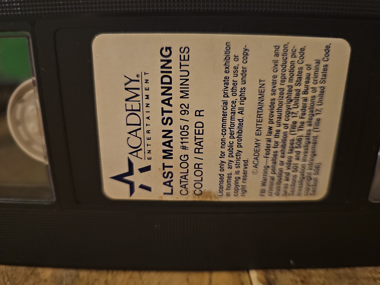Last Man Standing 1987 Rare (VHS Clamshell Former Rental 1998)