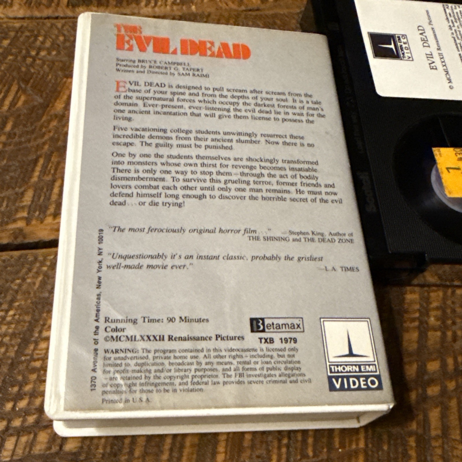 The Evil Dead – (Betamax) RARE Thorn EMI Video White Clamshell Case TXB 1979