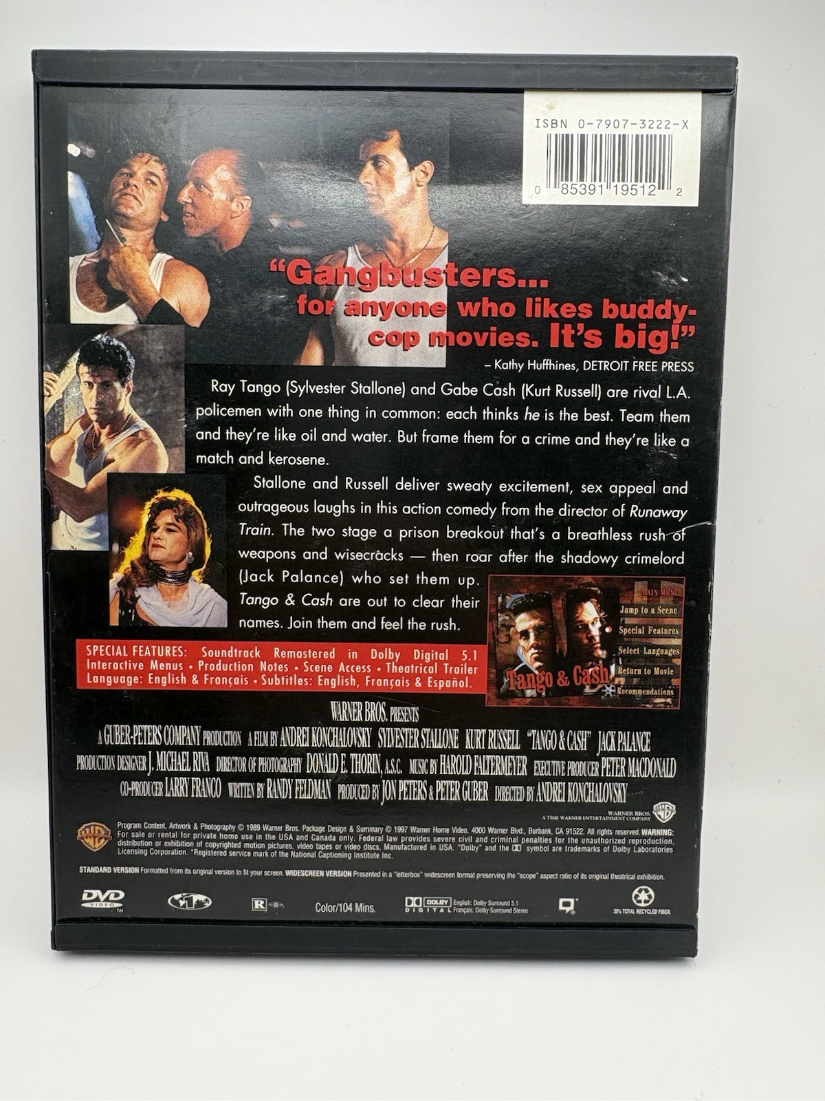 Tango & Cash (DVD) Stallone Russell Widescreen R 104 min Subs