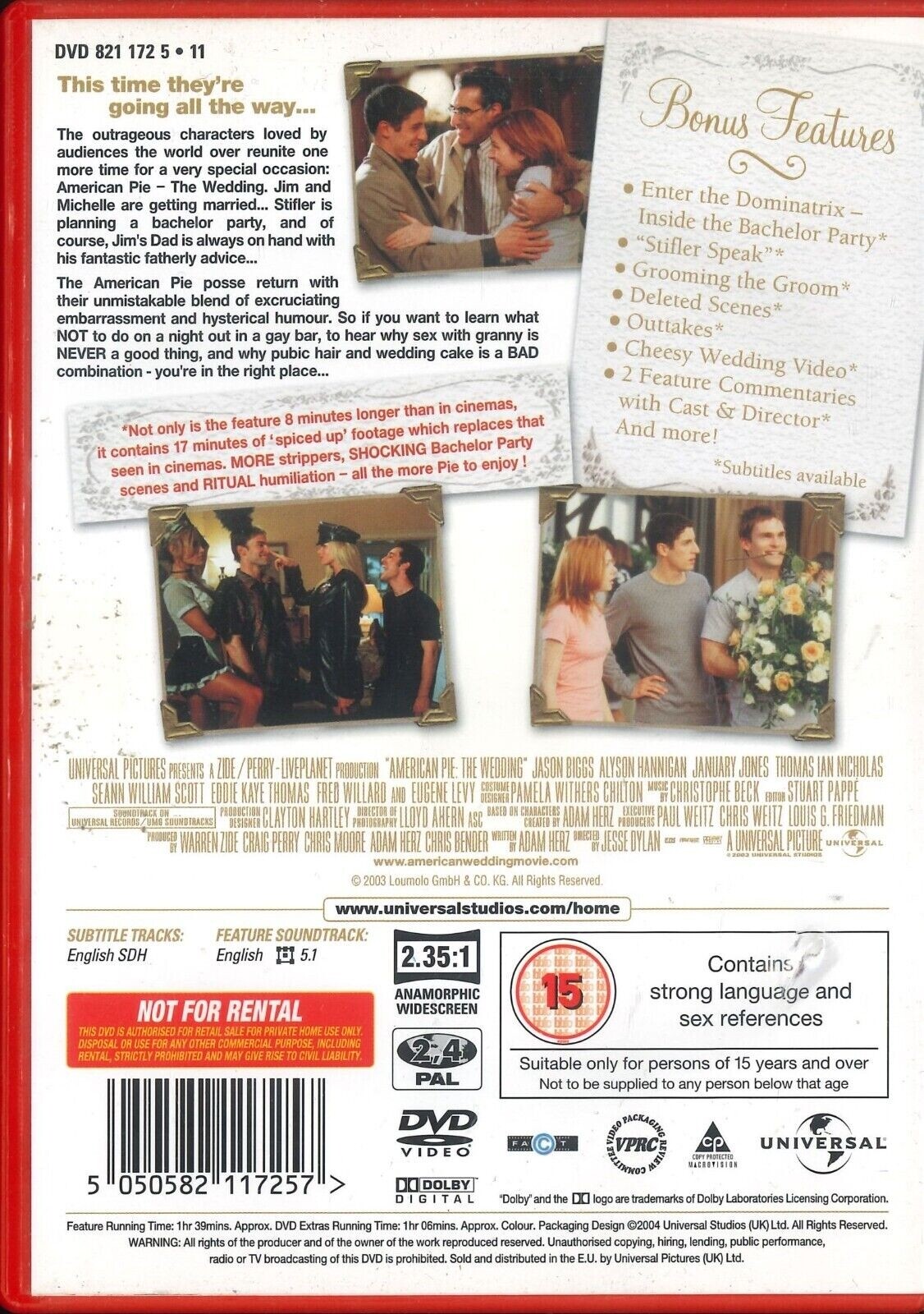American Pie: The Wedding (2003) DVD, Jason Biggs, Jesse Dylan Region 2 & 4]