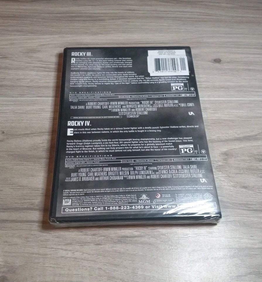 ROCKY III IV 2 Movies DVD Sylvester Stallone Mr. T Dolph Lundgren Brand New