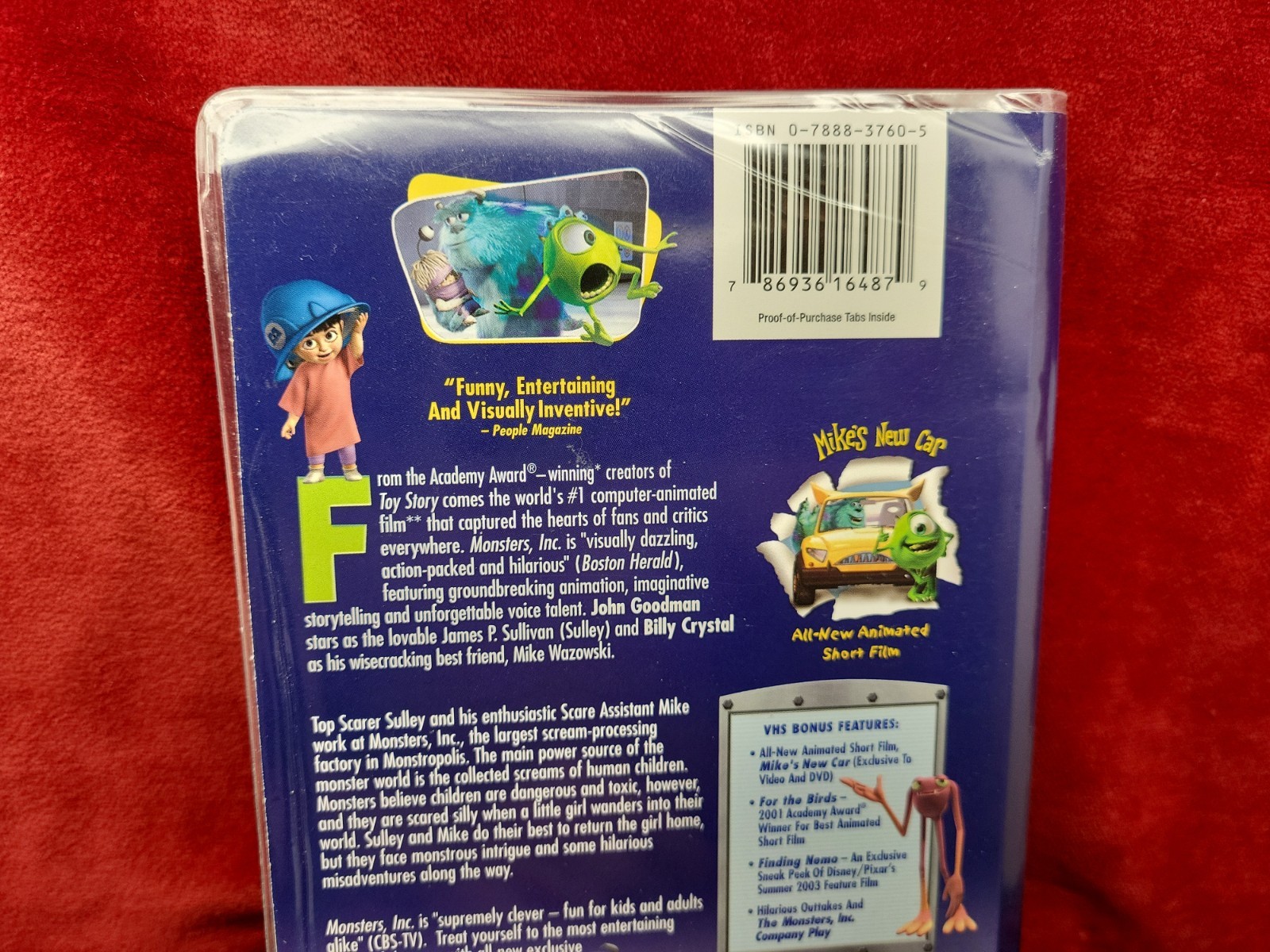 Monsters, Inc. (VHS, 2002) Clear Clam Shell Blue Tape