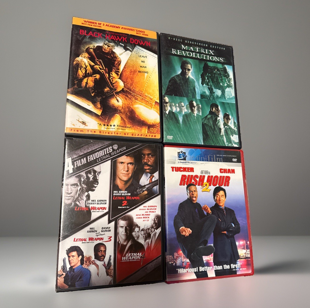 4 DVD Action Lot/Black Hawk Down/Matrix Revolutions/Lethal Weapon/Rush Hour 2