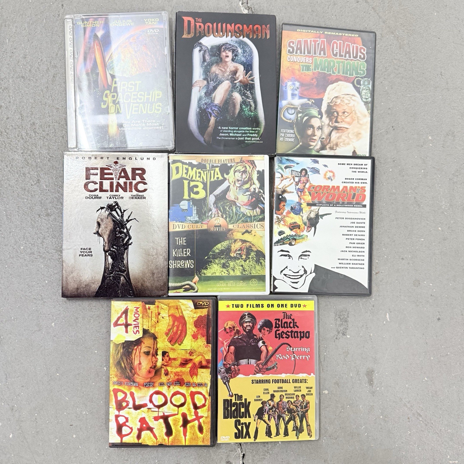 Cult Horror Exploitation DVD Lot 8 Films Blood Bath Dementia 13 Drownsman