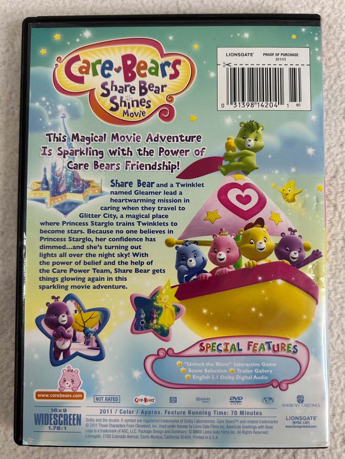 Care Bears 4 DVD Lot – 1985 Movie, Heart of Gold, Care-a-thon, Share Bear. Kids