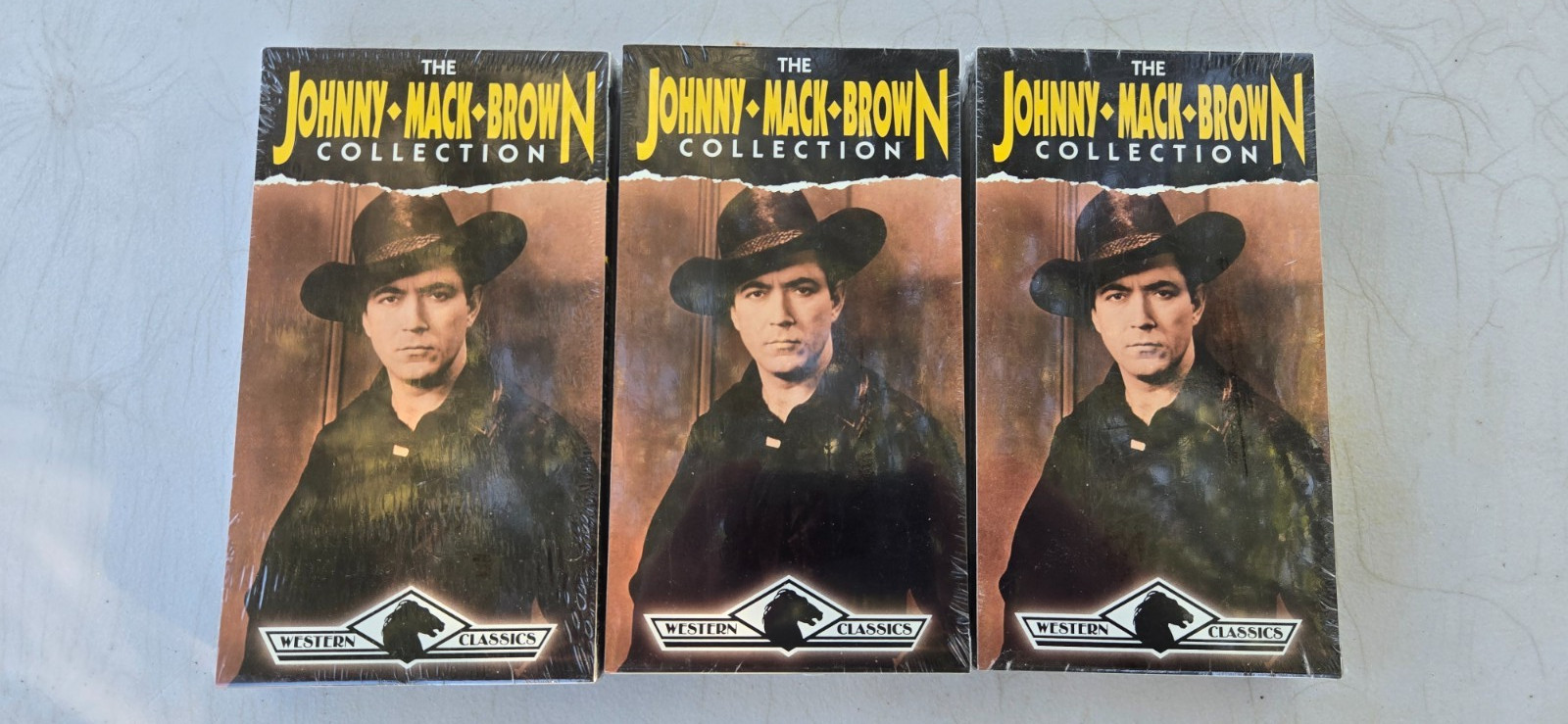 VHS Collection of Three Johnny Mack Brown 30’s Western Movies All New Old Stock