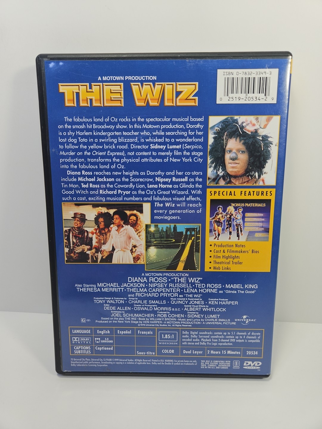 The Wiz (DVD, 1978) Michael Jackson, Lena Horne, Mabel King, Nipsey Russell