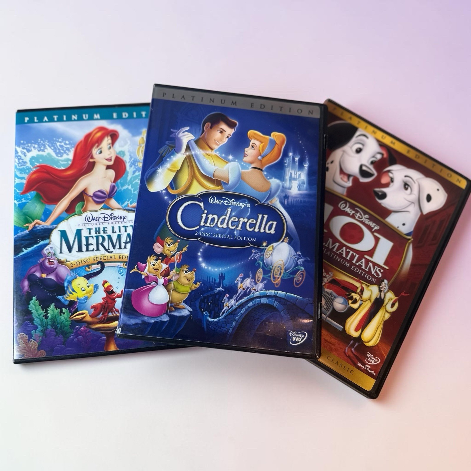 Disney Vaulted Lot 3 Platinum Edition Little Mermaid Cinderella 101 Dalmatians