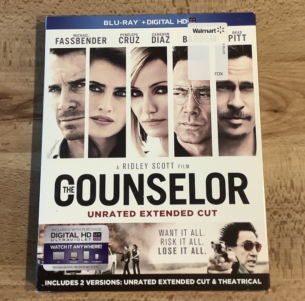 The COUNSELOR (Blu Ray, DVD) w/ Slipcover Unrated Cut Brad Pitt Ridley Scott