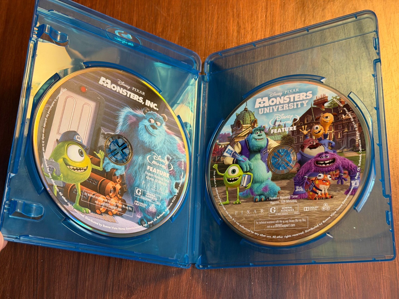 Monsters Inc. & Monsters University (Blu-ray) -Like New-Discs only! w blank case