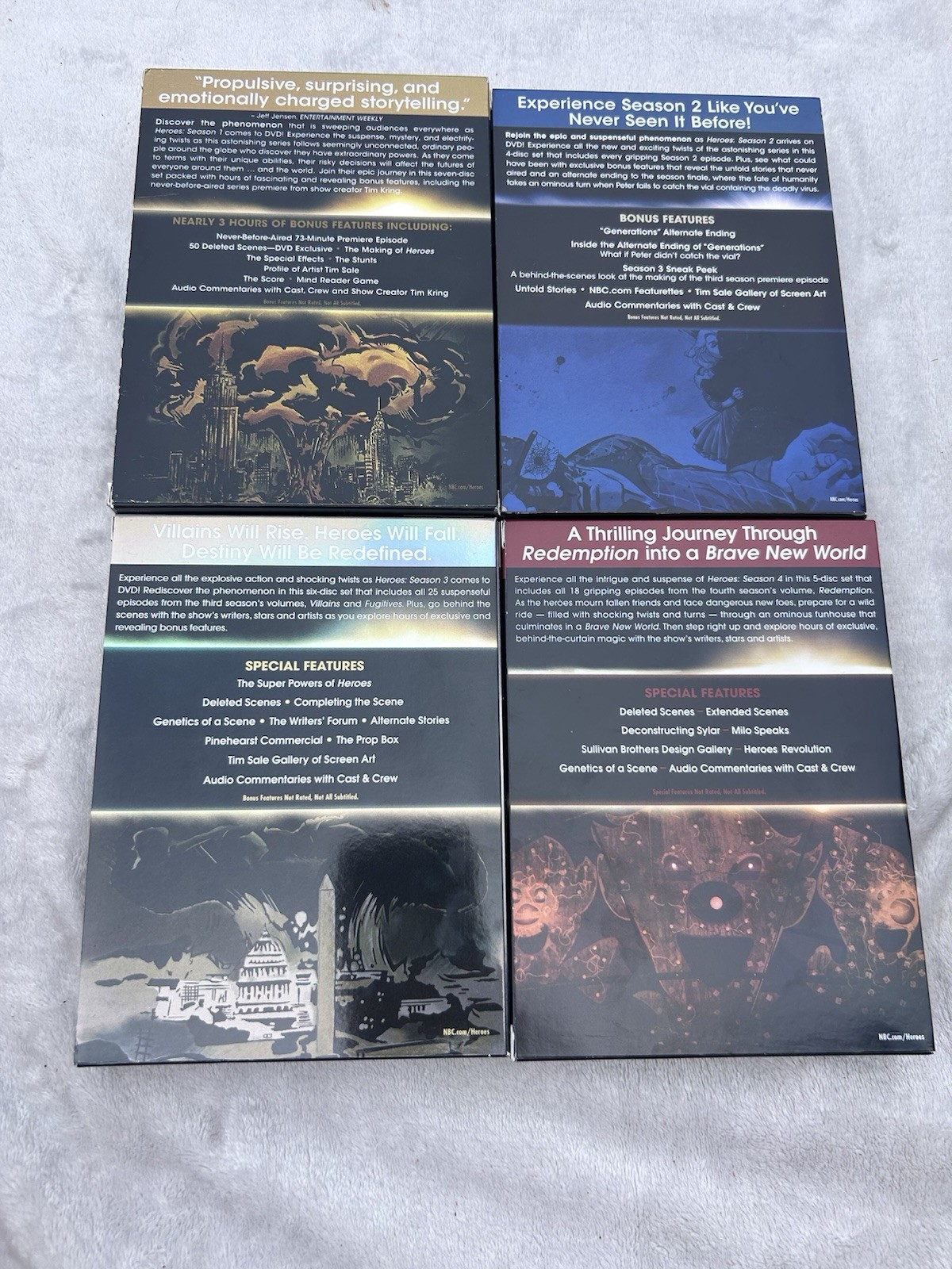 Heroes TV Series Seasons 1-4 DVD Box Set Sci-Fi Drama Deleted Scenes Featurette