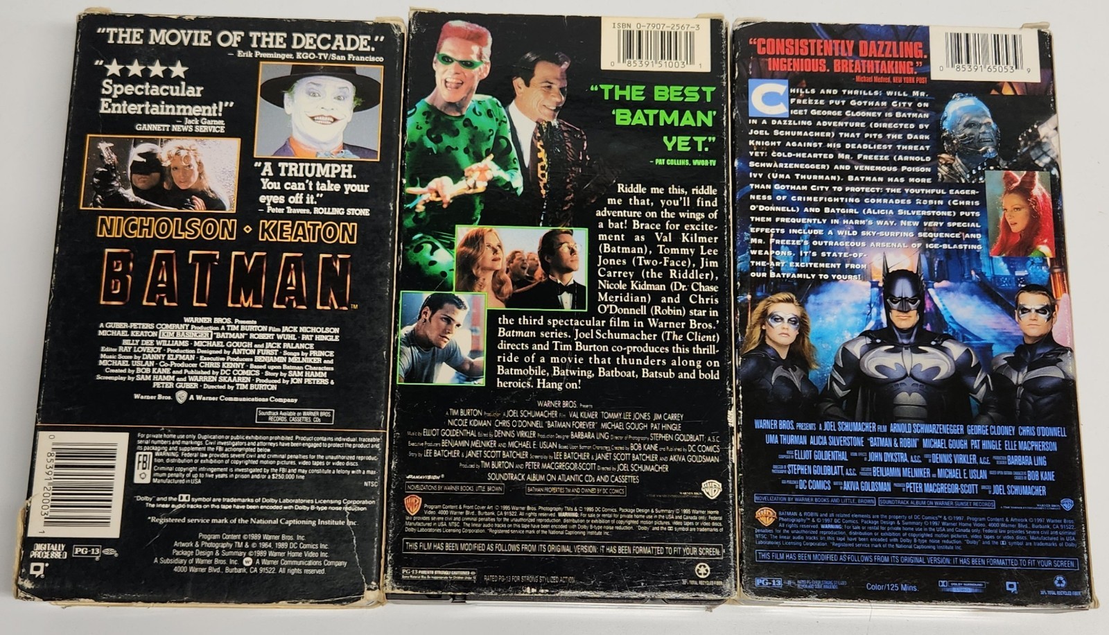 Vintage Batman VHS Lot 3 Movie Set (Batman, Forever, and Batman & Robin)