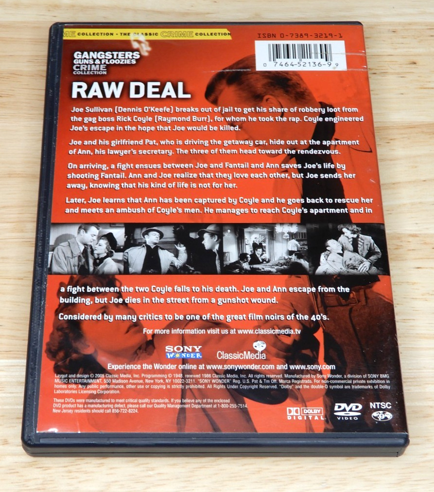 Raw Deal (DVD, 1948 Noir Film) Dennis O’Keefe, Claire Trevor, Marsha Hunt