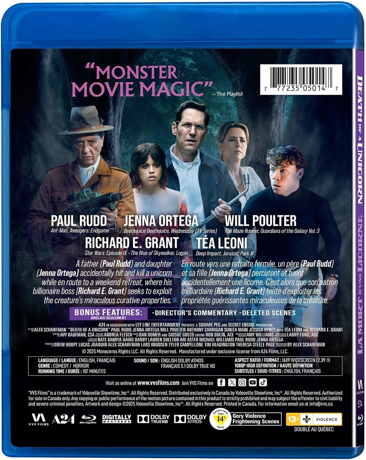 FACTORY SEALED Death of a Unicorn Blu-Ray 2025 Region A Paul Rudd Jena Ortega