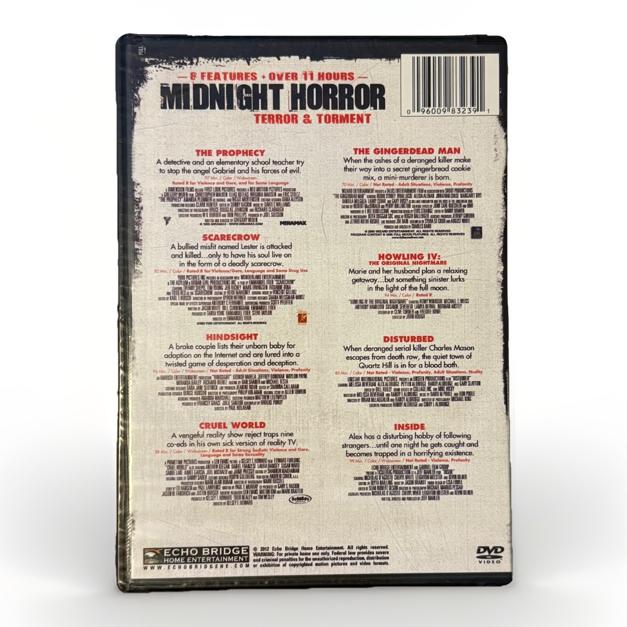 8 MIDNIGHT HORROR MOVIES TERROR TORMENT DVD GINGERDEAD MAN HOWLING IV PROPHECY