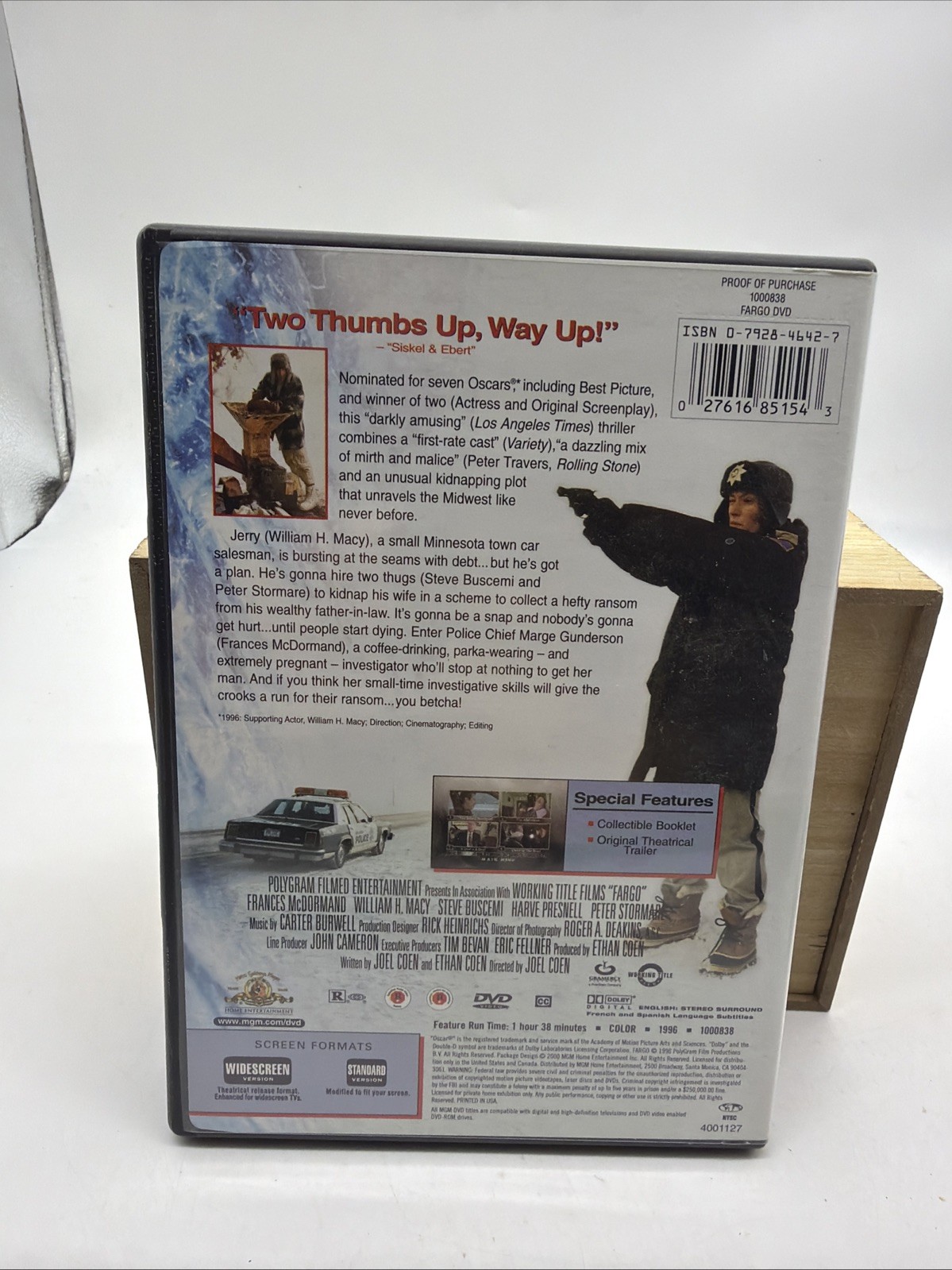 Fargo DVD Joel & Ethan Coen Frances McDormand Thriller Free Shipping