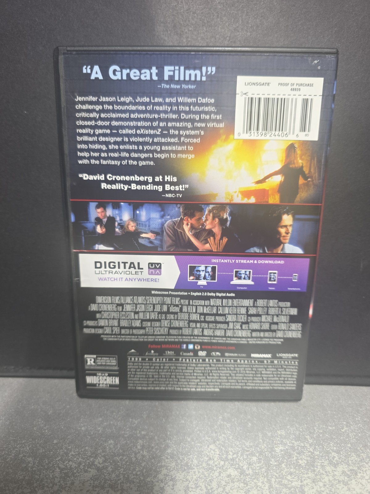 eXistenZ (DVD) David Cronenberg Body Horror classic Rare Cover, Like New,