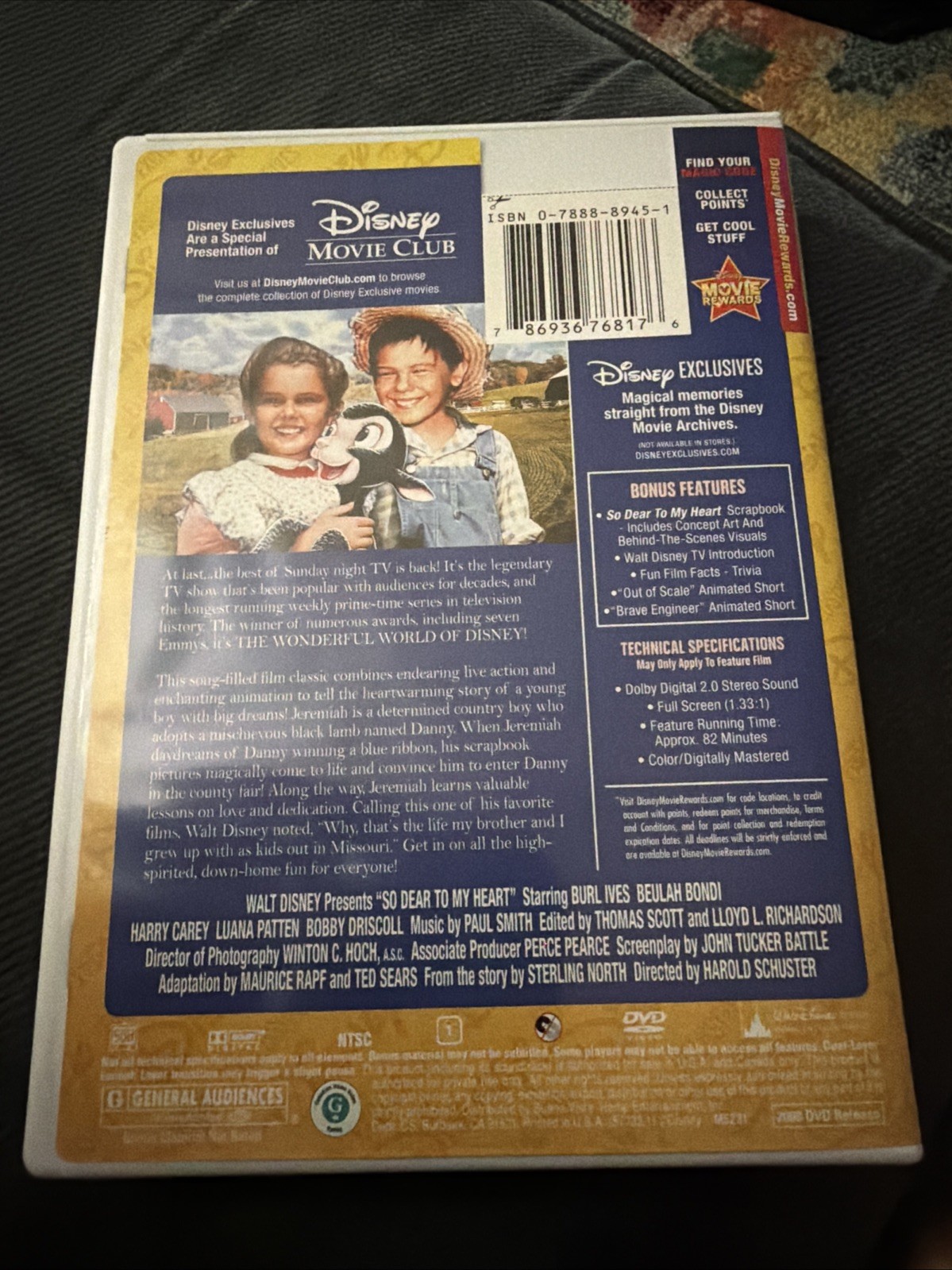 So Dear to My Heart DVD 1949 Vintage Disney Classic Bobby Driscoll Burl Ives OOP