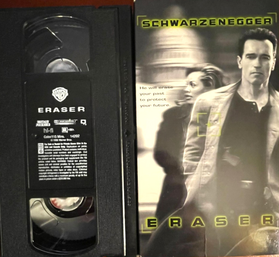 Eraser – Schwarzenegger VHS Film – $5 Flat Shipping on Any # of VHS / DVD Movies