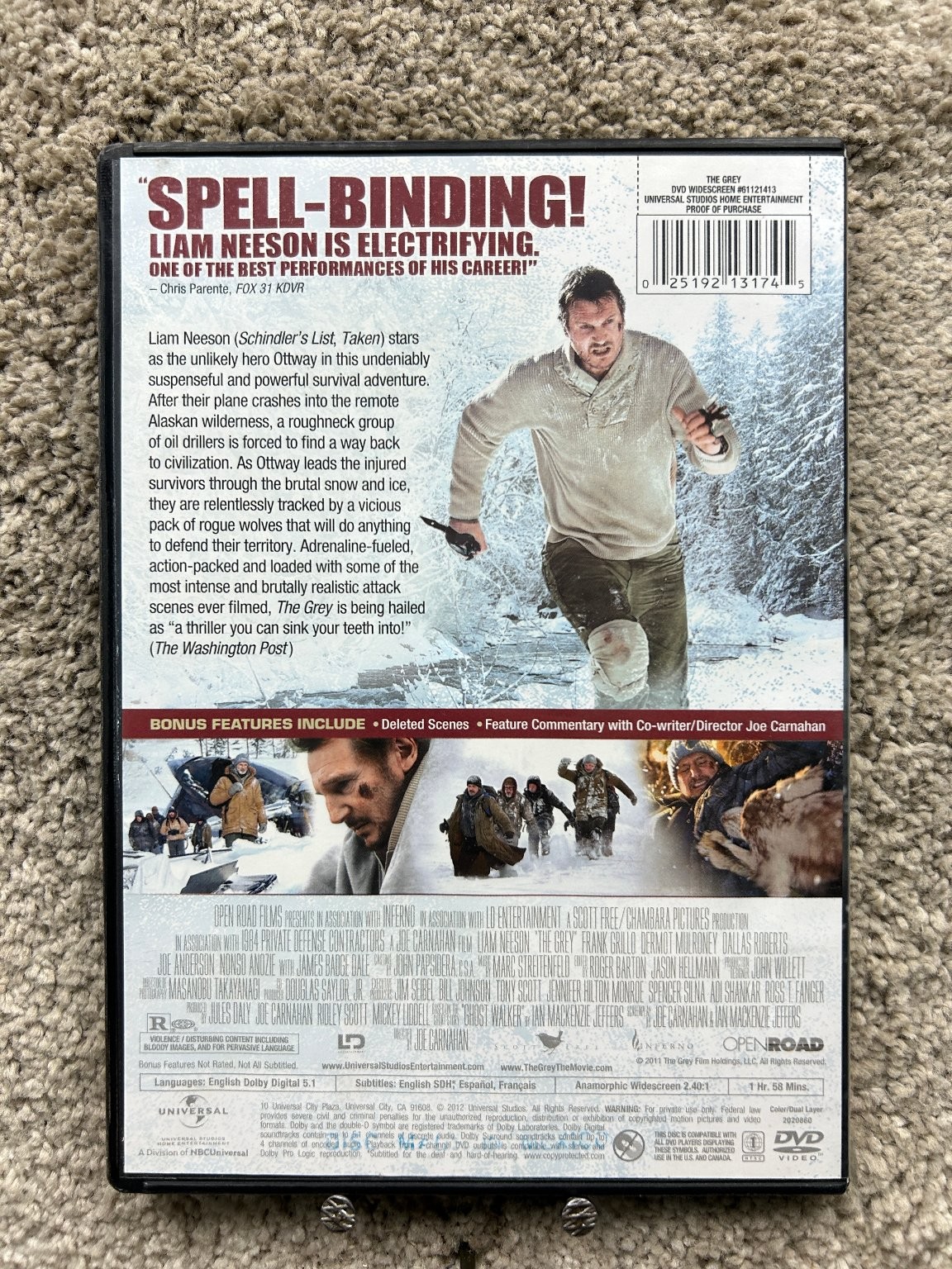 The Grey DVD 2011 Widescreen Liam Neeson Survival Thriller Joe Carnahan