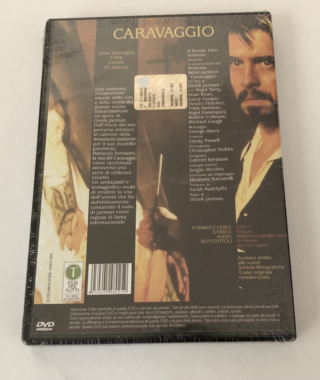 Carravagio DVD Region 2 Italy Import Italian Language New Derek Jarman Director