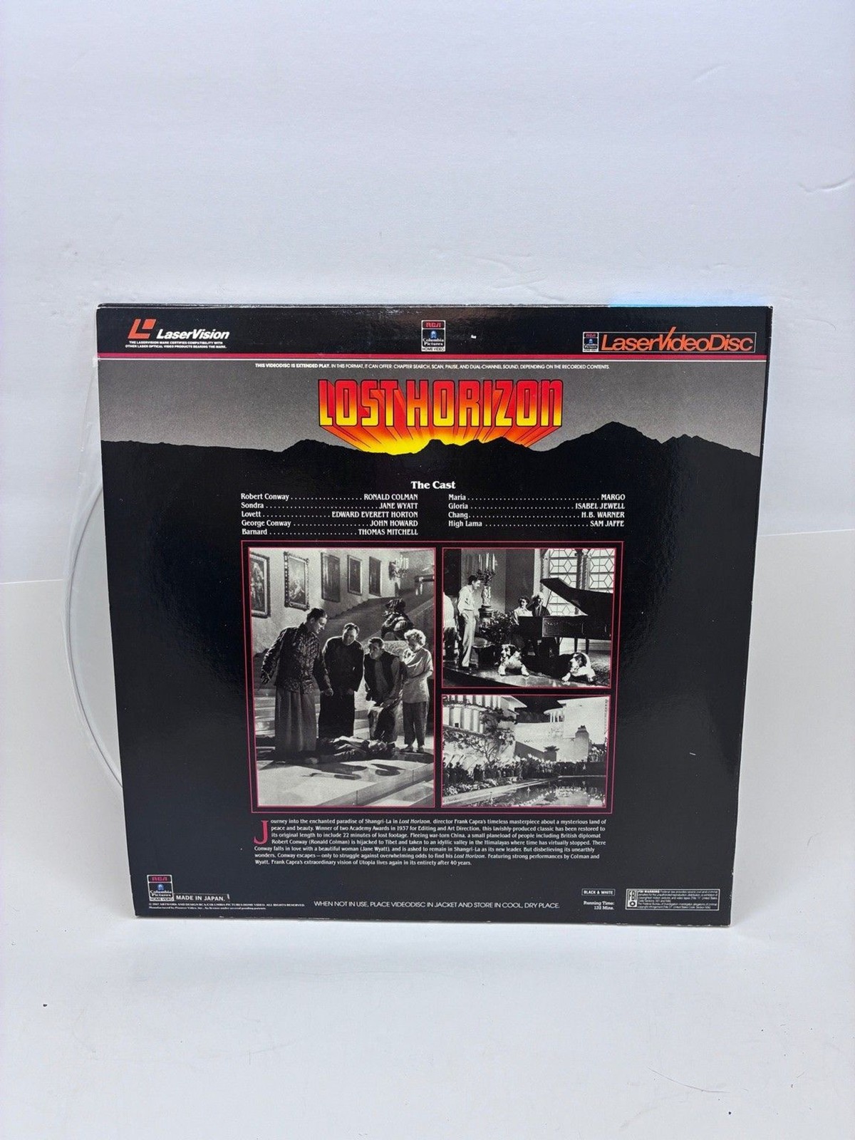 Lost Horizon LaserDisc 1987 Adventure Drama Frank Capra Columbia Pictures RCA