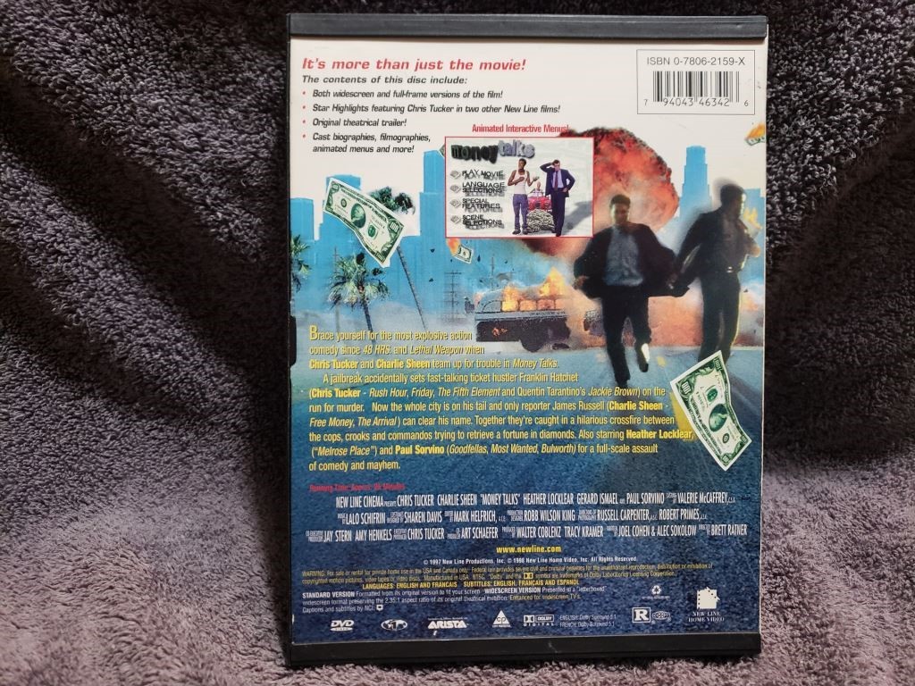(3FREE) USED DVD Money Talks (FS/WS, SnapCase, 1997) Chris Tucker Charlie Sheen
