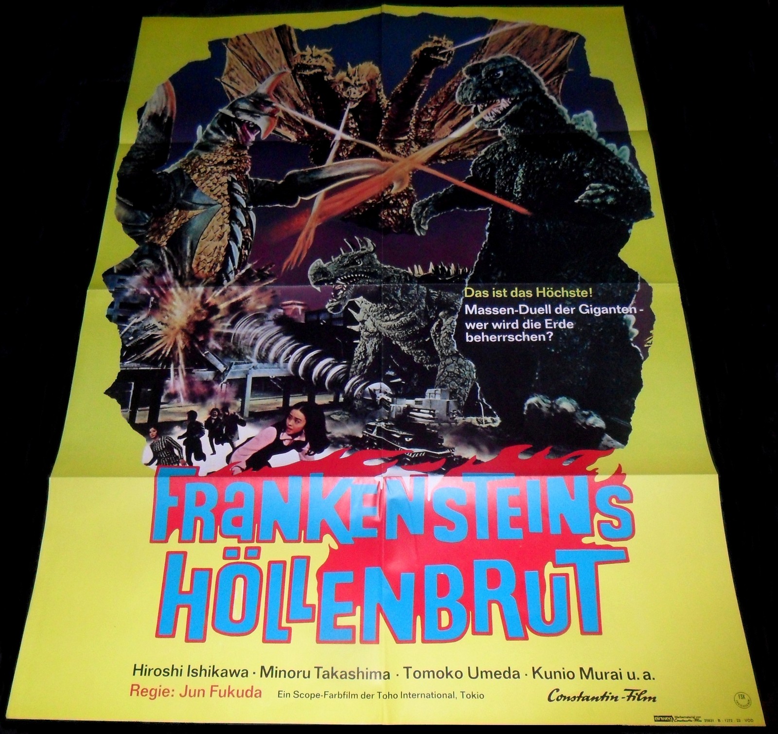 1972 Godzilla on Monster Island ORIGINAL Germany 1sh POSTER Jun Fukuda Godzilla