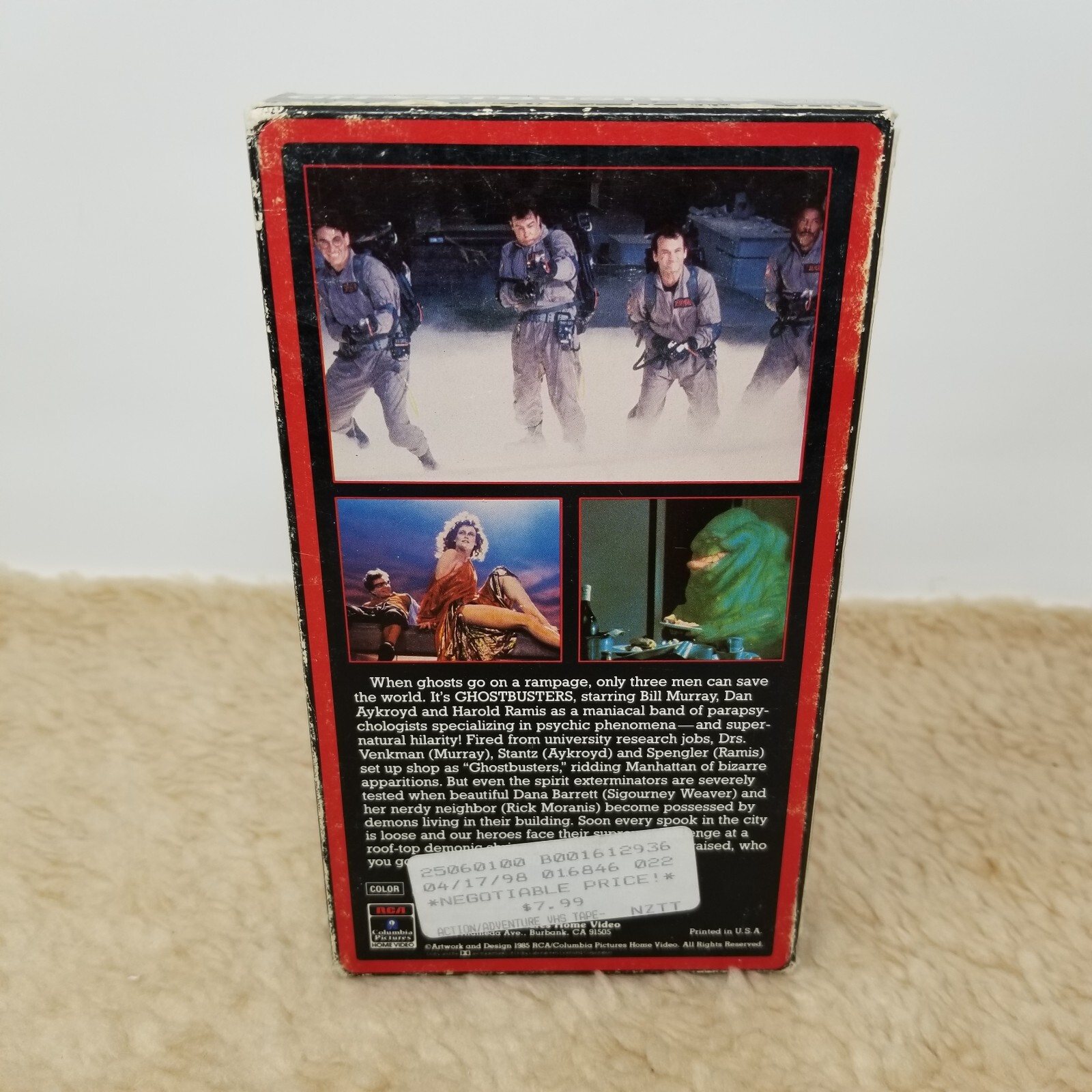 VTG Ghostbusters (1985 VHS RCA) 1st Edition Red Border Side Load Flap Slipsleeve