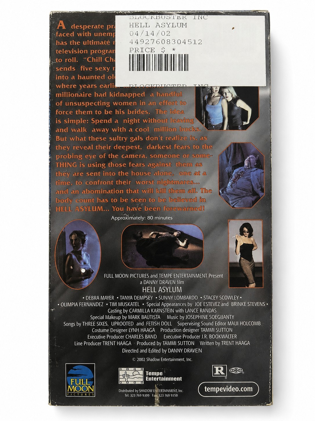 Full Moon Pictures Hell Asylum VHS 2002 R Former Rental