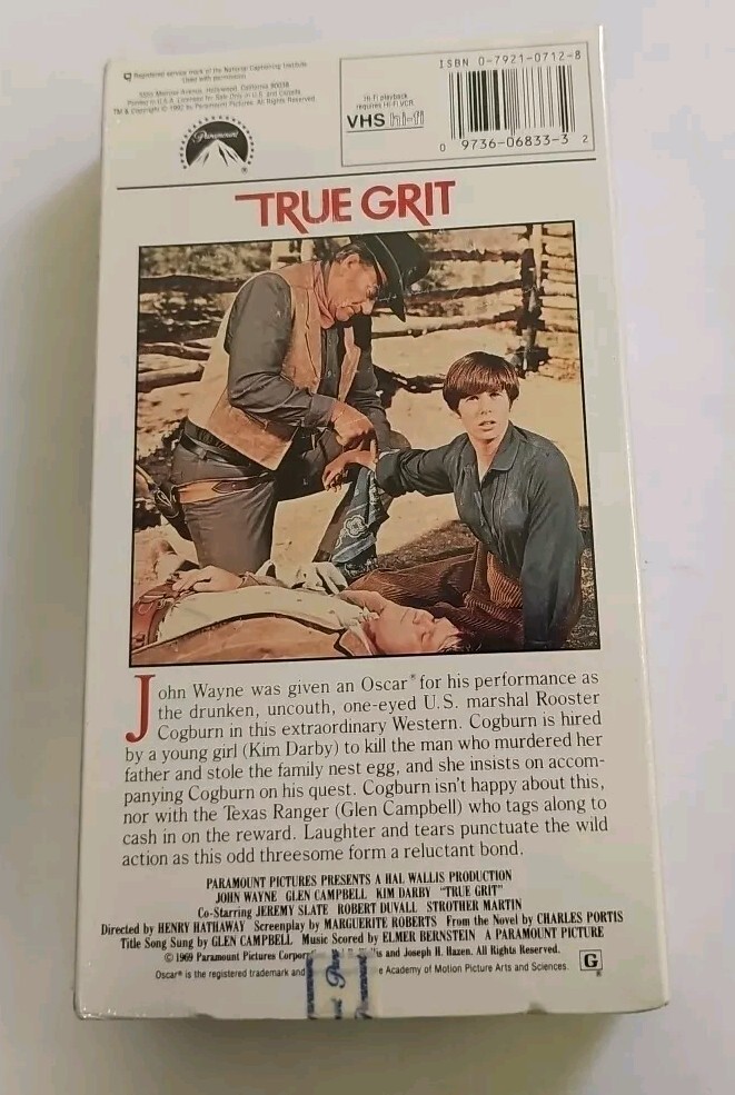 True Grit VHS SEALED Paramount John Wayne Glen Campbell Kim Darby VTG