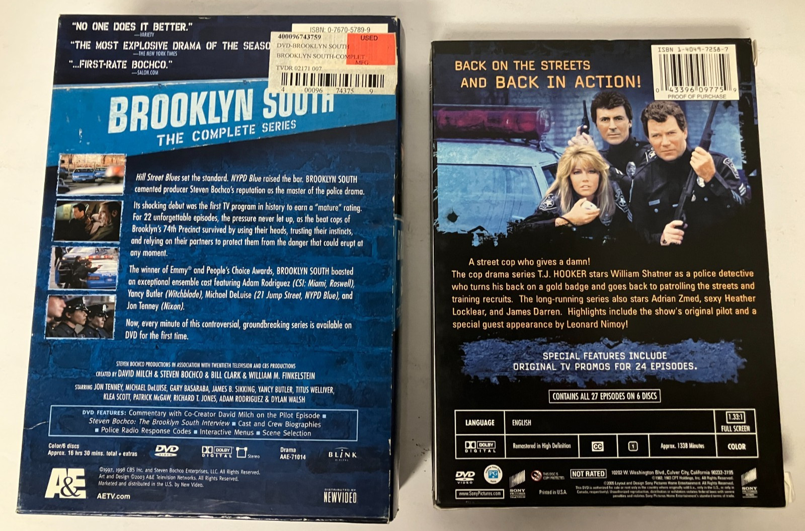 Lot of Police Cop Shows DVD sets: Brooklyn South, TJHooker, Adam 12, The Commish