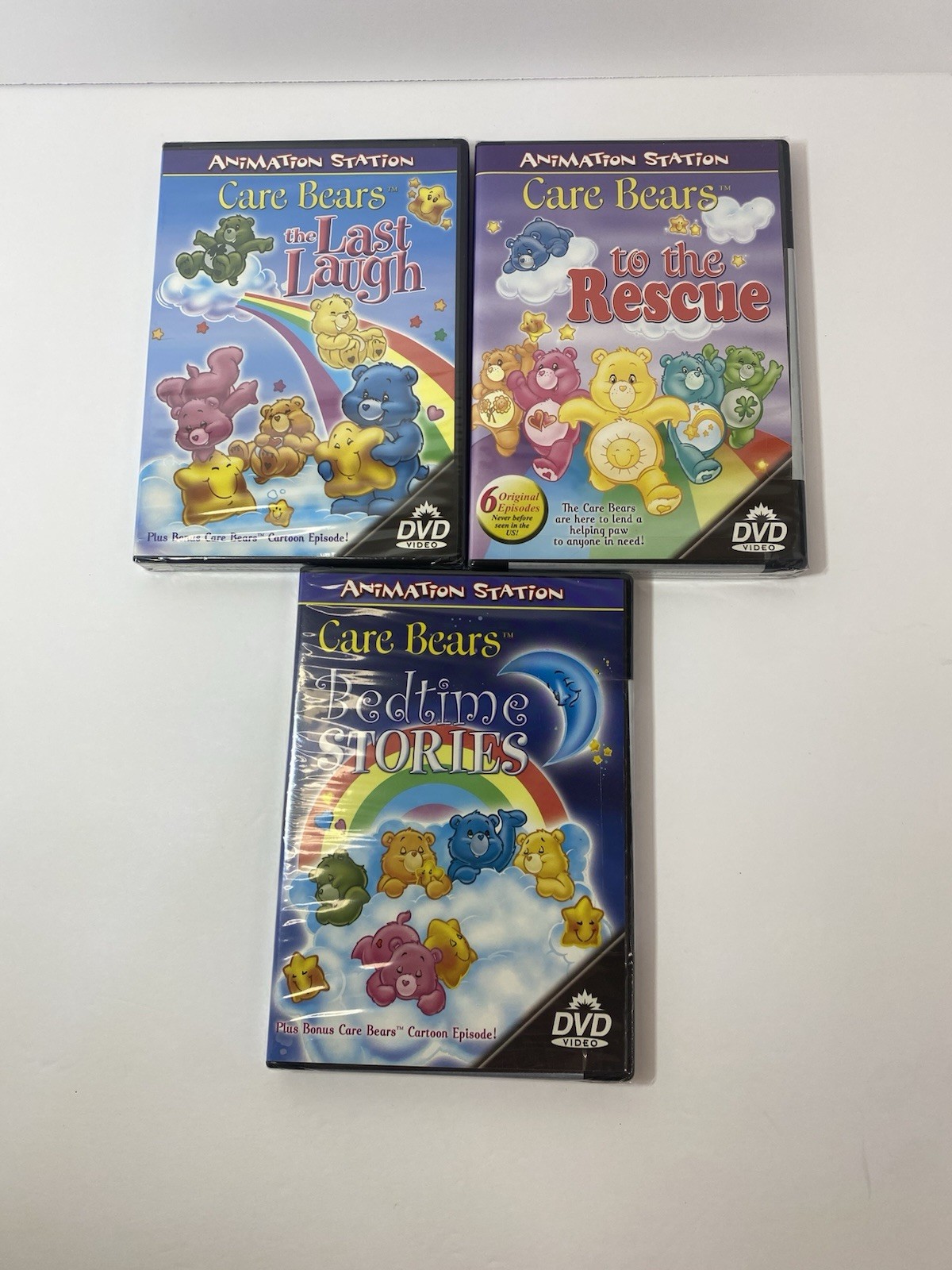 Care Bears DVD Lot of 3 Last Laugh Bedtime Stories Care Bears To The Rescue New