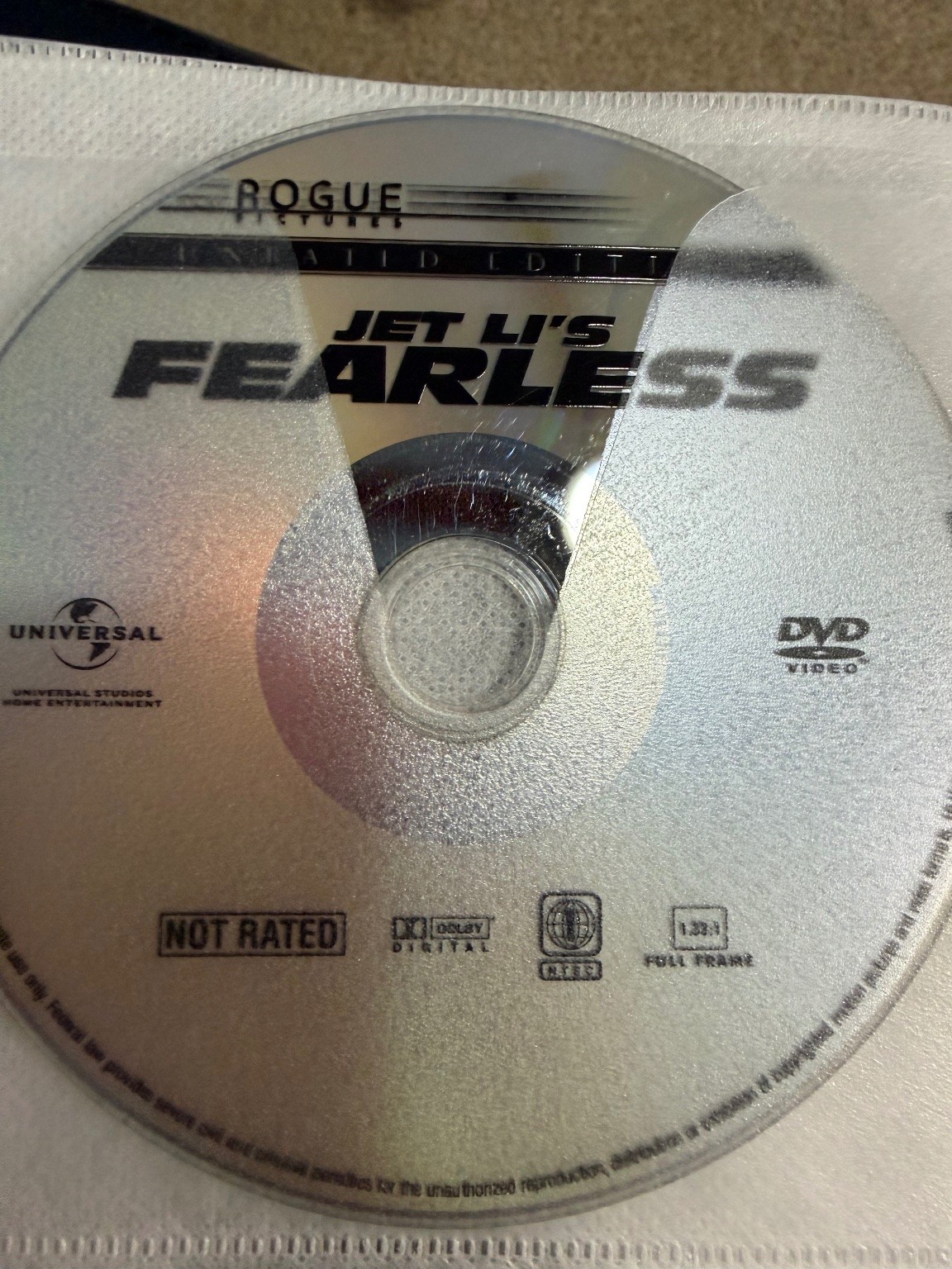 Jet Li’s Fearless DVD 2006 Unrated Edition Martial Arts Action