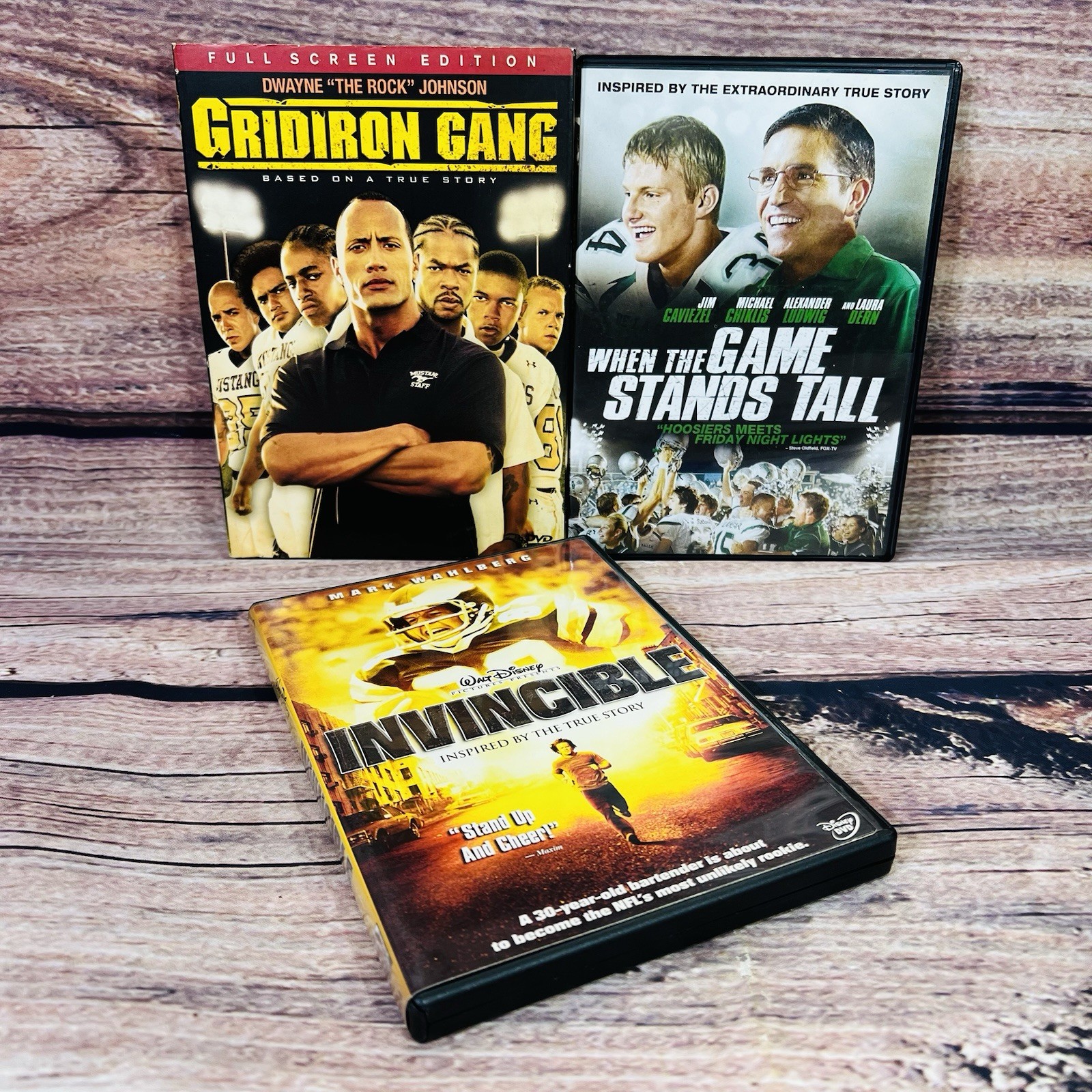 Gridiron Gang, When The Game Stand Tall, Invincible DVD Lots