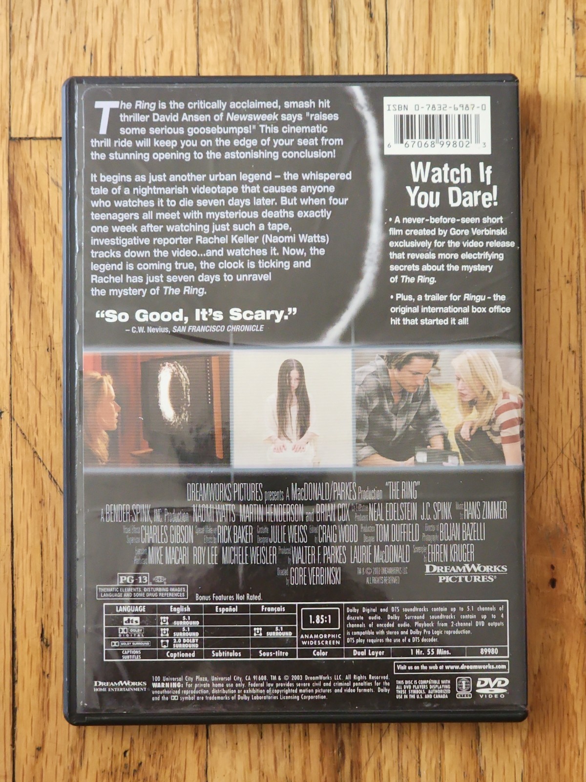 The Ring (DVD, 2003, Widescreen Edition) Free Shipping
