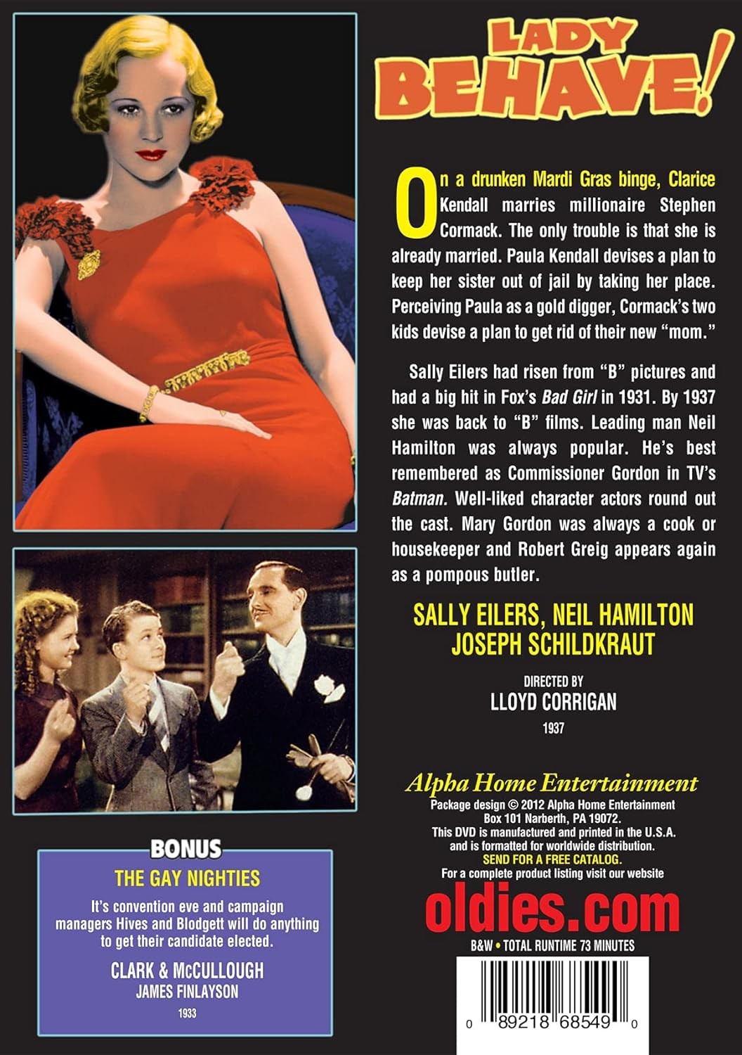 Lady Behave! (DVD) Grant Mitchell Joseph Schildkraut Neil Hamilton Sally Eilers